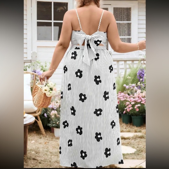 Elegant Black and White Floral Maxi Skirt + Top Set New Boutique Size 1XL/ 14 - Picture 2 of 5